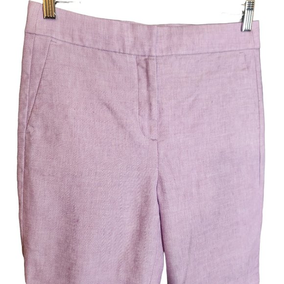 J. Crew Hayden Kickout Crop Pant Stretch Linen Lilac Size 6 - Picture 4 of 12
